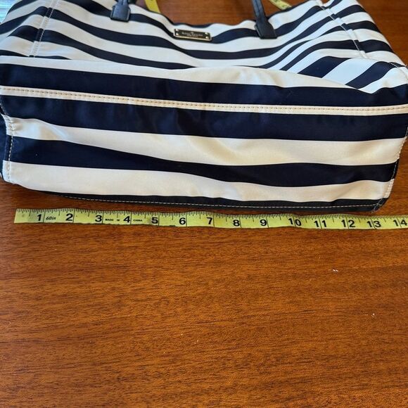 Kate Spade Blake Avenue Black and White Striped Tote Purse Bag - Picture 13 of 16